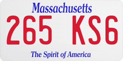 MA license plate 265KS6