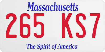 MA license plate 265KS7