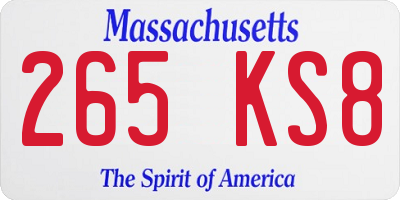 MA license plate 265KS8