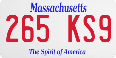 MA license plate 265KS9