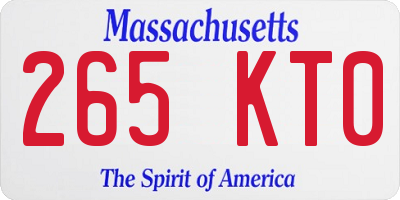 MA license plate 265KT0