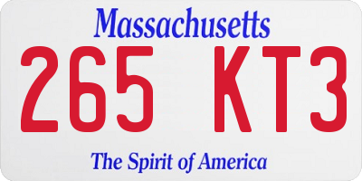 MA license plate 265KT3