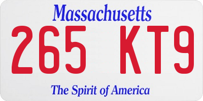 MA license plate 265KT9