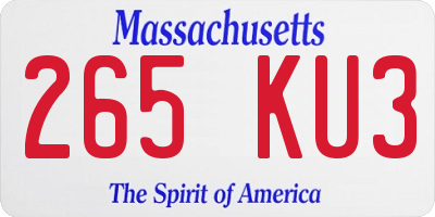 MA license plate 265KU3