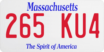 MA license plate 265KU4