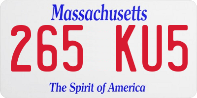 MA license plate 265KU5