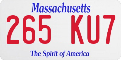 MA license plate 265KU7
