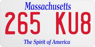 MA license plate 265KU8