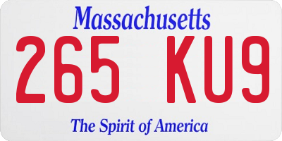 MA license plate 265KU9