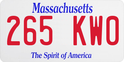 MA license plate 265KW0