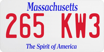 MA license plate 265KW3