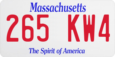 MA license plate 265KW4