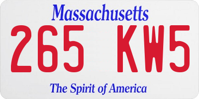 MA license plate 265KW5