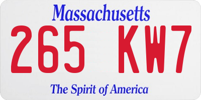 MA license plate 265KW7