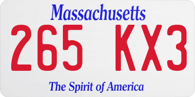 MA license plate 265KX3