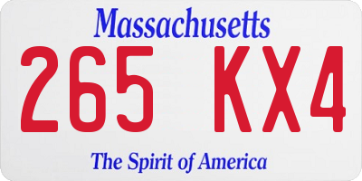 MA license plate 265KX4