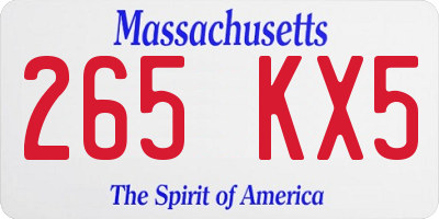 MA license plate 265KX5
