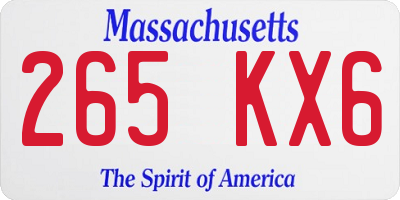 MA license plate 265KX6