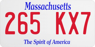 MA license plate 265KX7