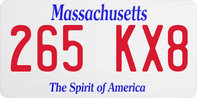 MA license plate 265KX8