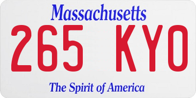 MA license plate 265KY0