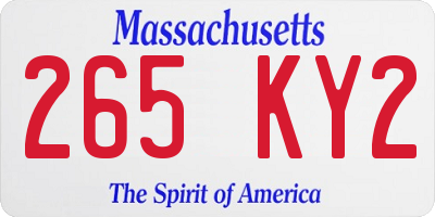 MA license plate 265KY2