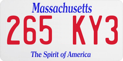 MA license plate 265KY3