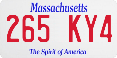MA license plate 265KY4