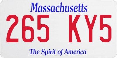 MA license plate 265KY5