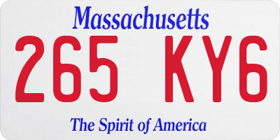 MA license plate 265KY6