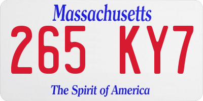 MA license plate 265KY7