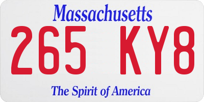 MA license plate 265KY8