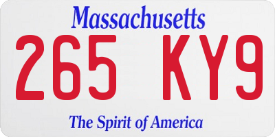 MA license plate 265KY9