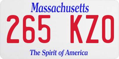 MA license plate 265KZ0