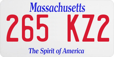 MA license plate 265KZ2