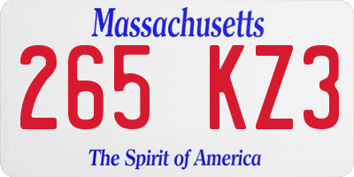 MA license plate 265KZ3
