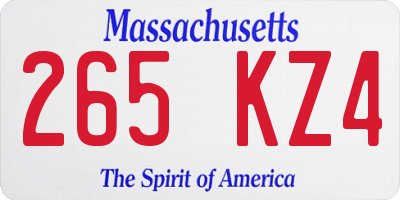 MA license plate 265KZ4