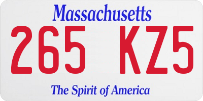 MA license plate 265KZ5