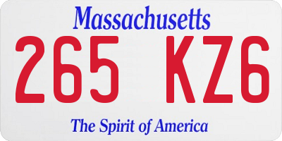 MA license plate 265KZ6