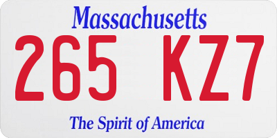MA license plate 265KZ7