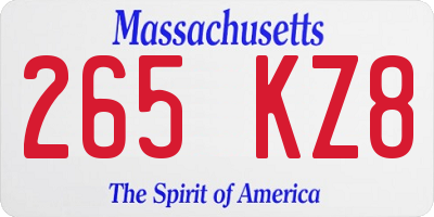 MA license plate 265KZ8
