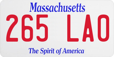 MA license plate 265LA0