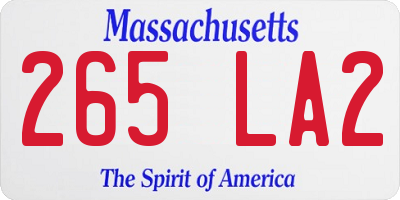 MA license plate 265LA2
