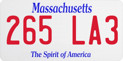 MA license plate 265LA3