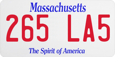 MA license plate 265LA5