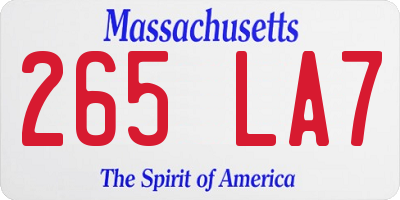 MA license plate 265LA7