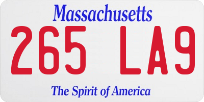 MA license plate 265LA9