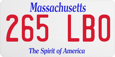 MA license plate 265LB0