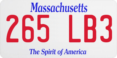 MA license plate 265LB3