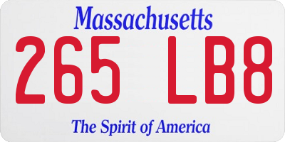 MA license plate 265LB8